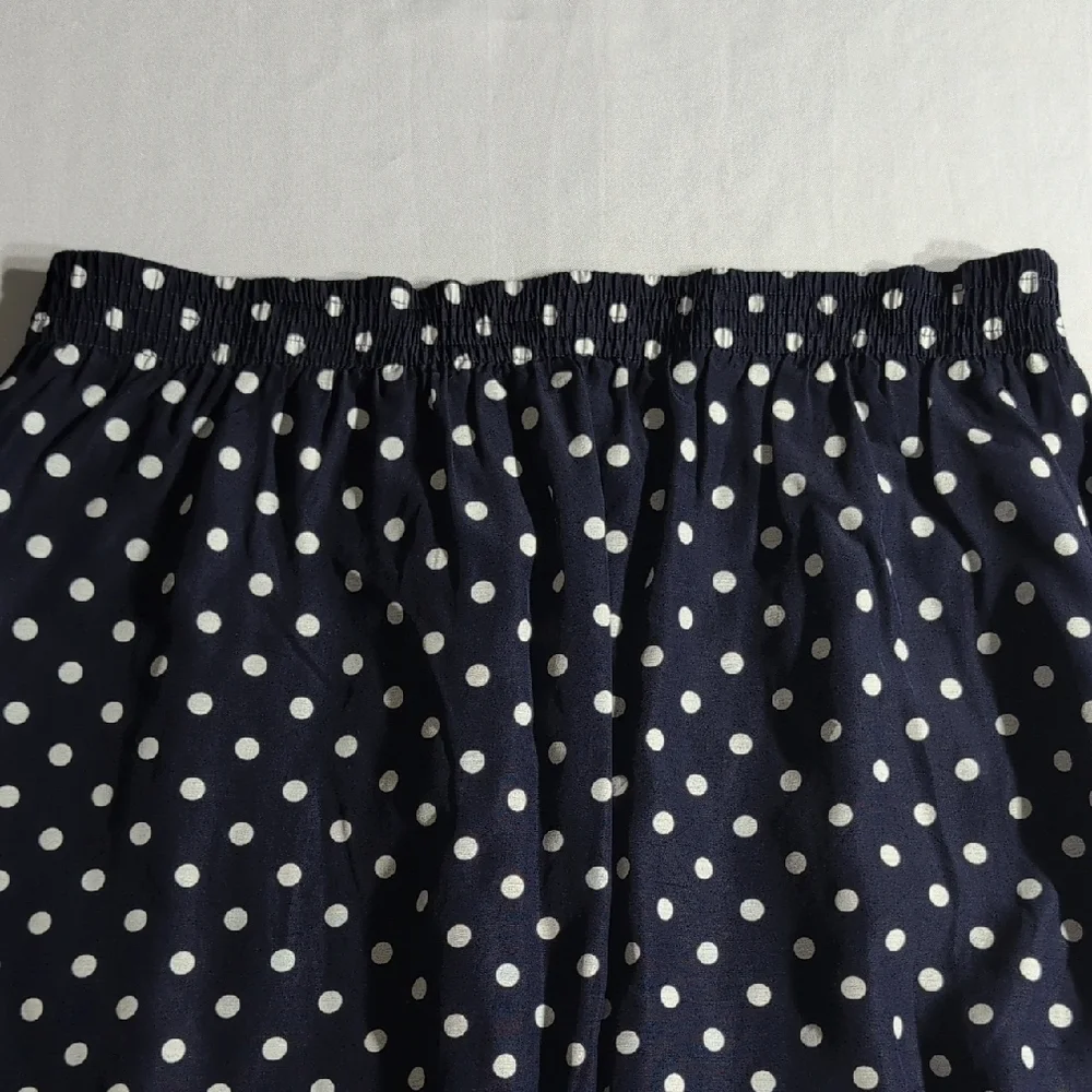 Blue and White Pleated A-Line Skirt for Work